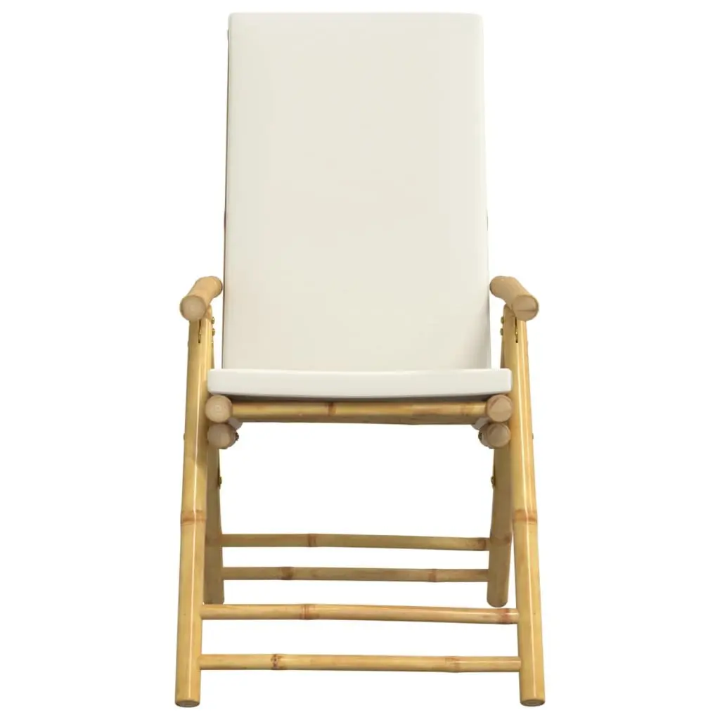 Outdoor Reclining Chair 6 Piece Folding Garden Seating Set with Cushions Bamboo