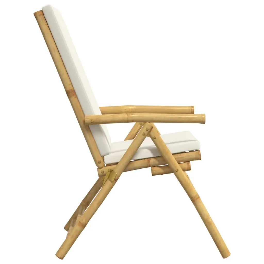 Outdoor Reclining Chair 6 Piece Folding Garden Seating Set with Cushions Bamboo