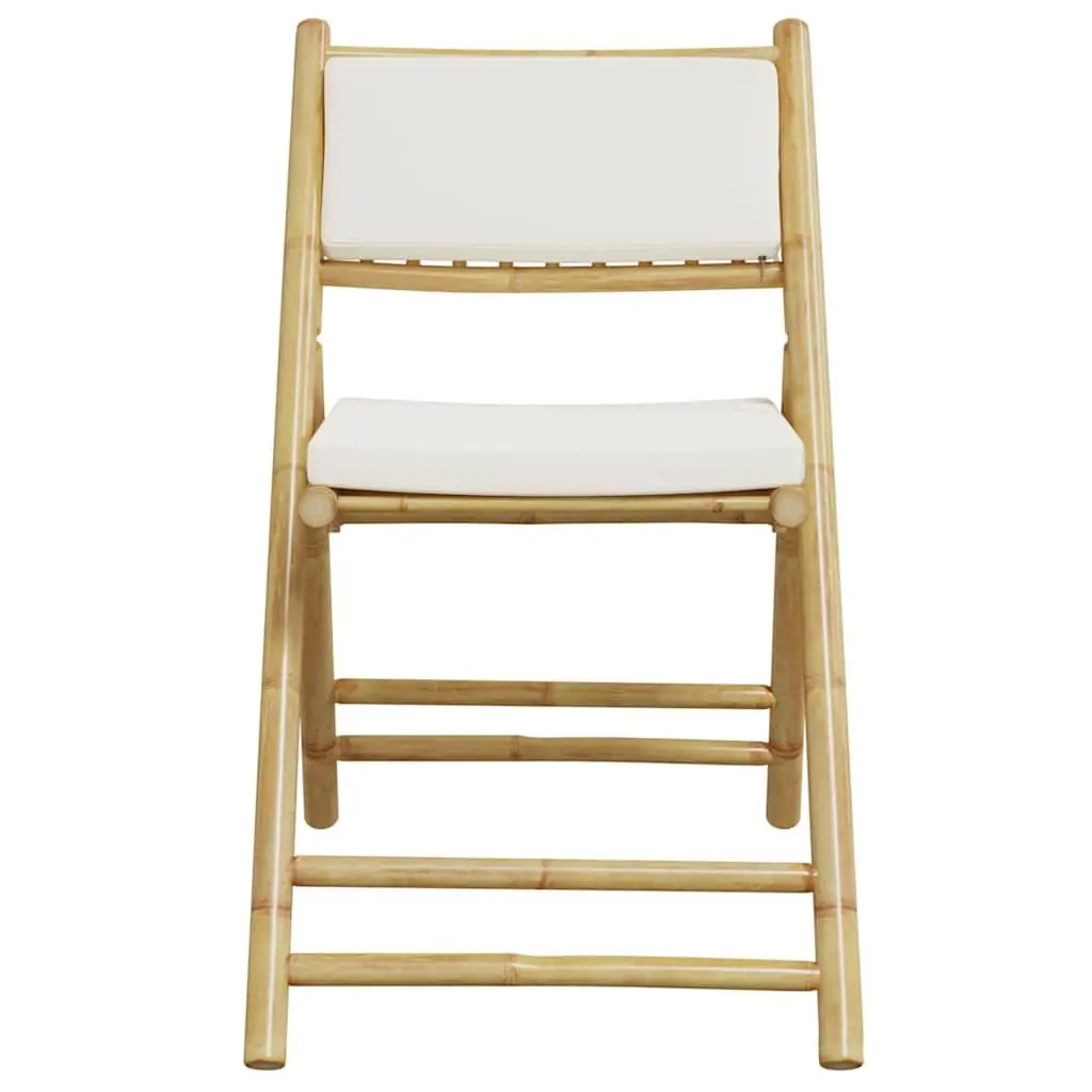 Bistro Set 5 Piece Folding Bamboo Garden Furniture with Cushions Brown