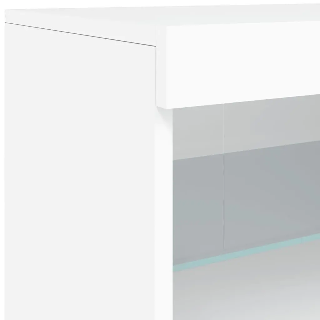 White Sideboard with RGB LED Lights Modern Storage Cabinet 162x37x67cm