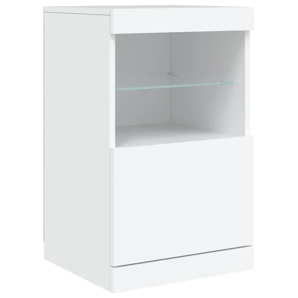 White Sideboard with RGB LED Lights Modern Storage Cabinet 162x37x67cm