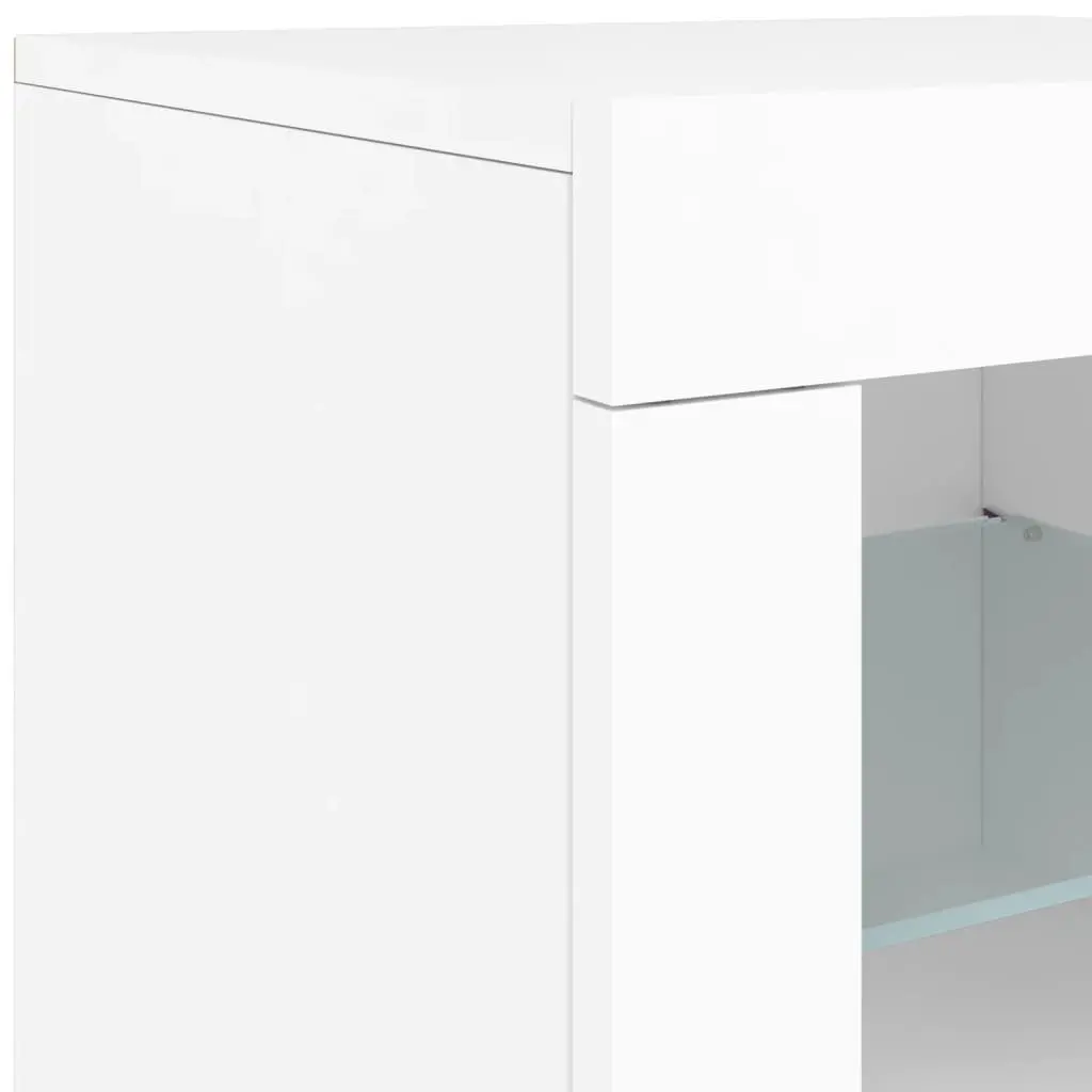 White Sideboard with RGB LED Lights Modern Storage Cabinet 162x37x67cm