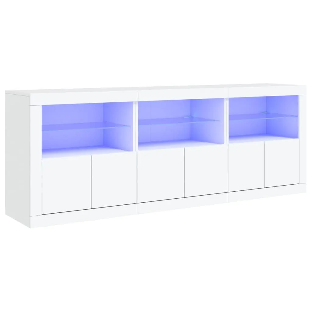 White Sideboard Cabinet with RGB LED Lights Modern Storage 1815 x 370 x 670 mm