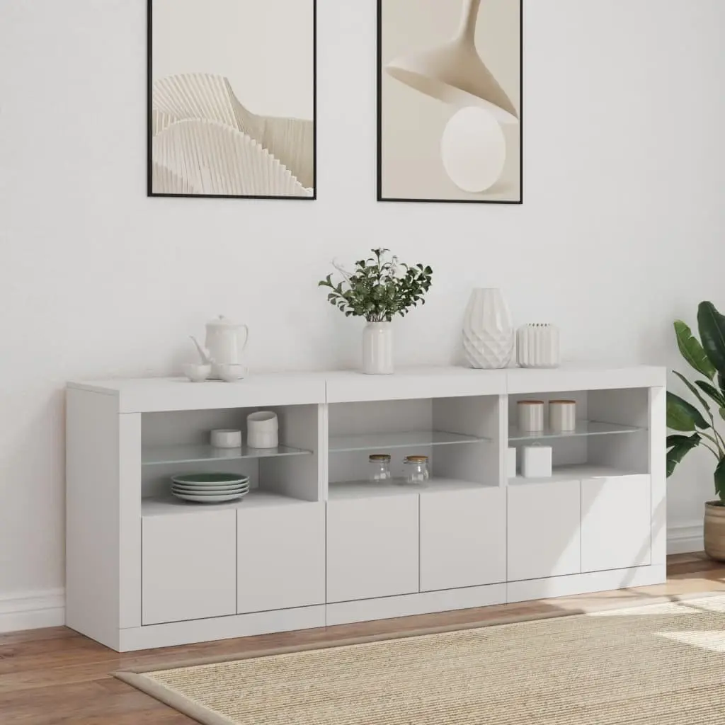 White Sideboard Cabinet with RGB LED Lights Modern Storage 1815 x 370 x 670 mm