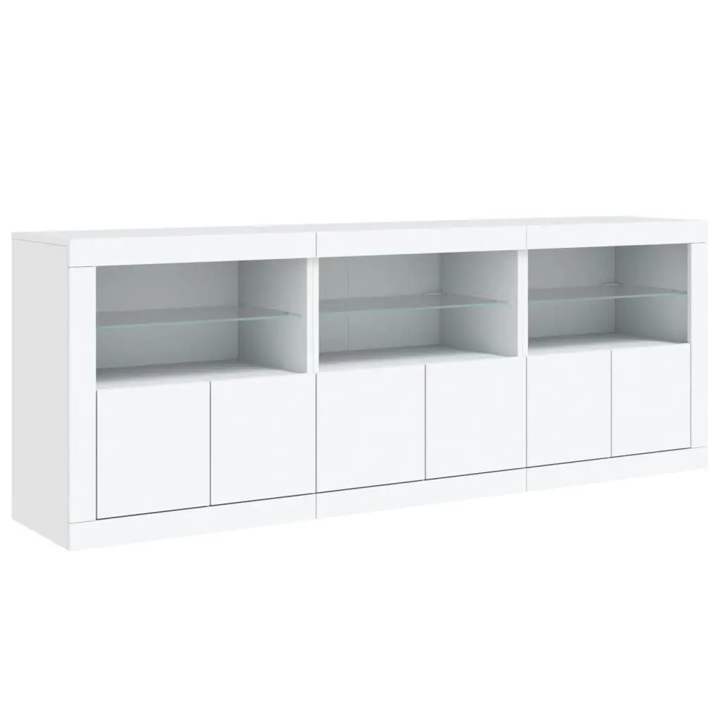 White Sideboard Cabinet with RGB LED Lights Modern Storage 1815 x 370 x 670 mm