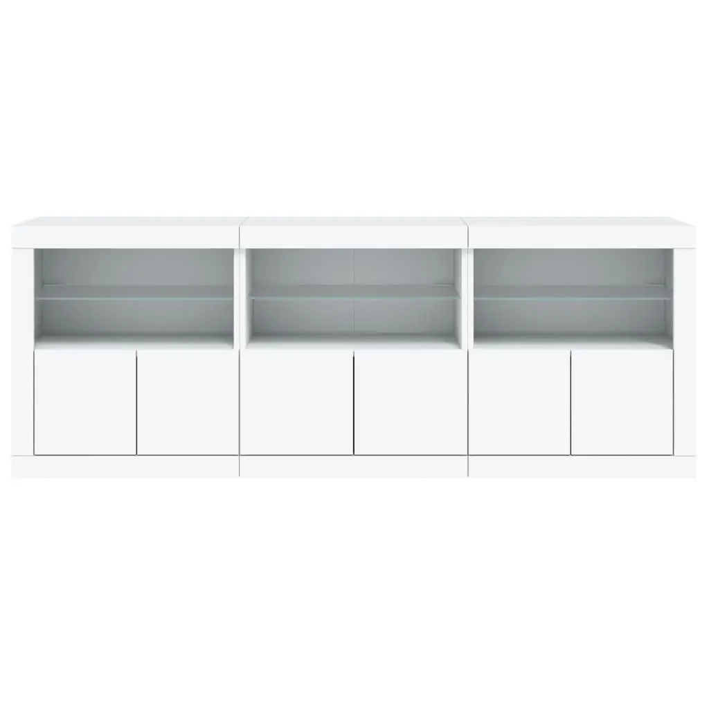 White Sideboard Cabinet with RGB LED Lights Modern Storage 1815 x 370 x 670 mm