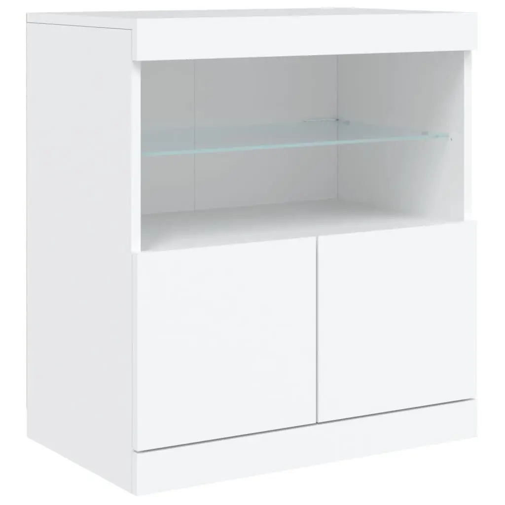 White Sideboard Cabinet with RGB LED Lights Modern Storage 1815 x 370 x 670 mm
