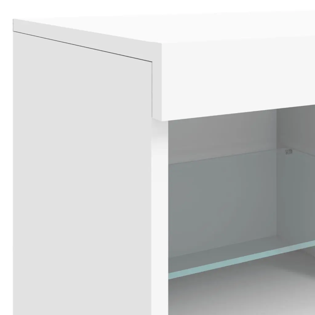 White Sideboard with RGB LED Lights Modern Storage Cabinet 283x37x67 cm