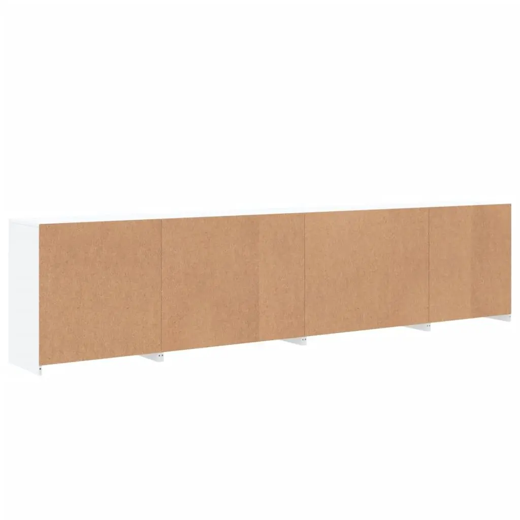 White Sideboard with RGB LED Lights Modern Storage Cabinet 283x37x67 cm