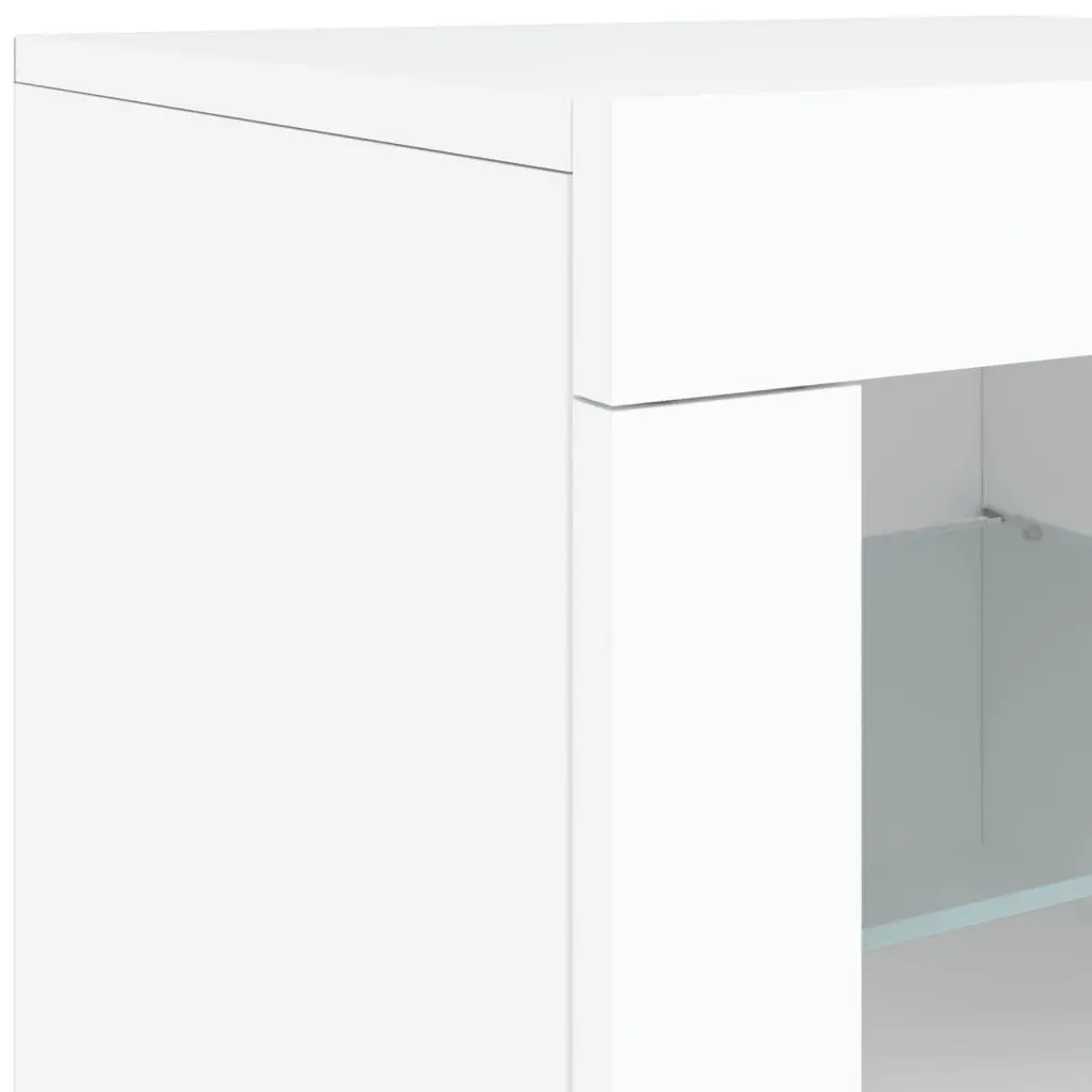 Sideboard with RGB LED Lights Modern White Storage Cabinet 123L x 37D x 67H cm