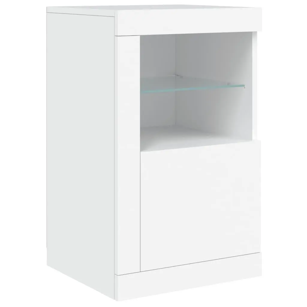 Sideboard with RGB LED Lights Modern White Storage Cabinet 123L x 37D x 67H cm