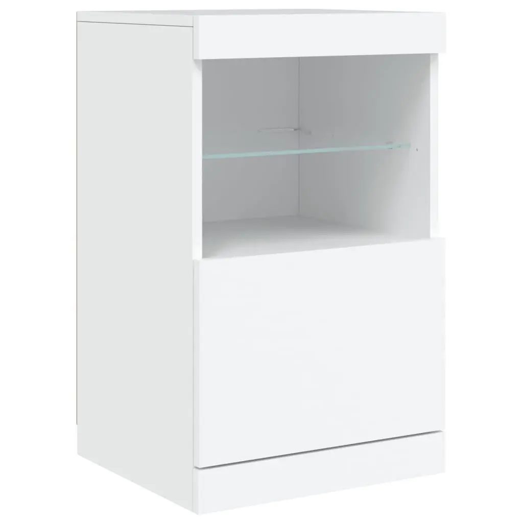 Sideboard with RGB LED Lights Modern White Storage Cabinet 123L x 37D x 67H cm