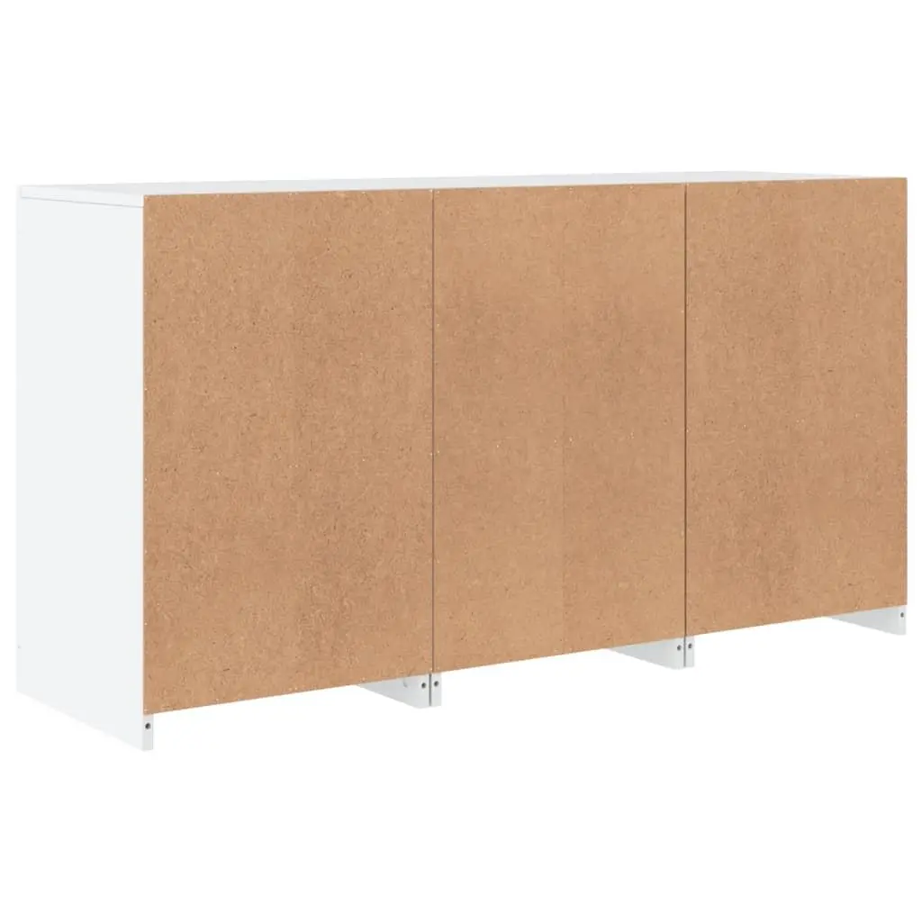 Sideboard with RGB LED Lights Modern White Storage Cabinet 123L x 37D x 67H cm