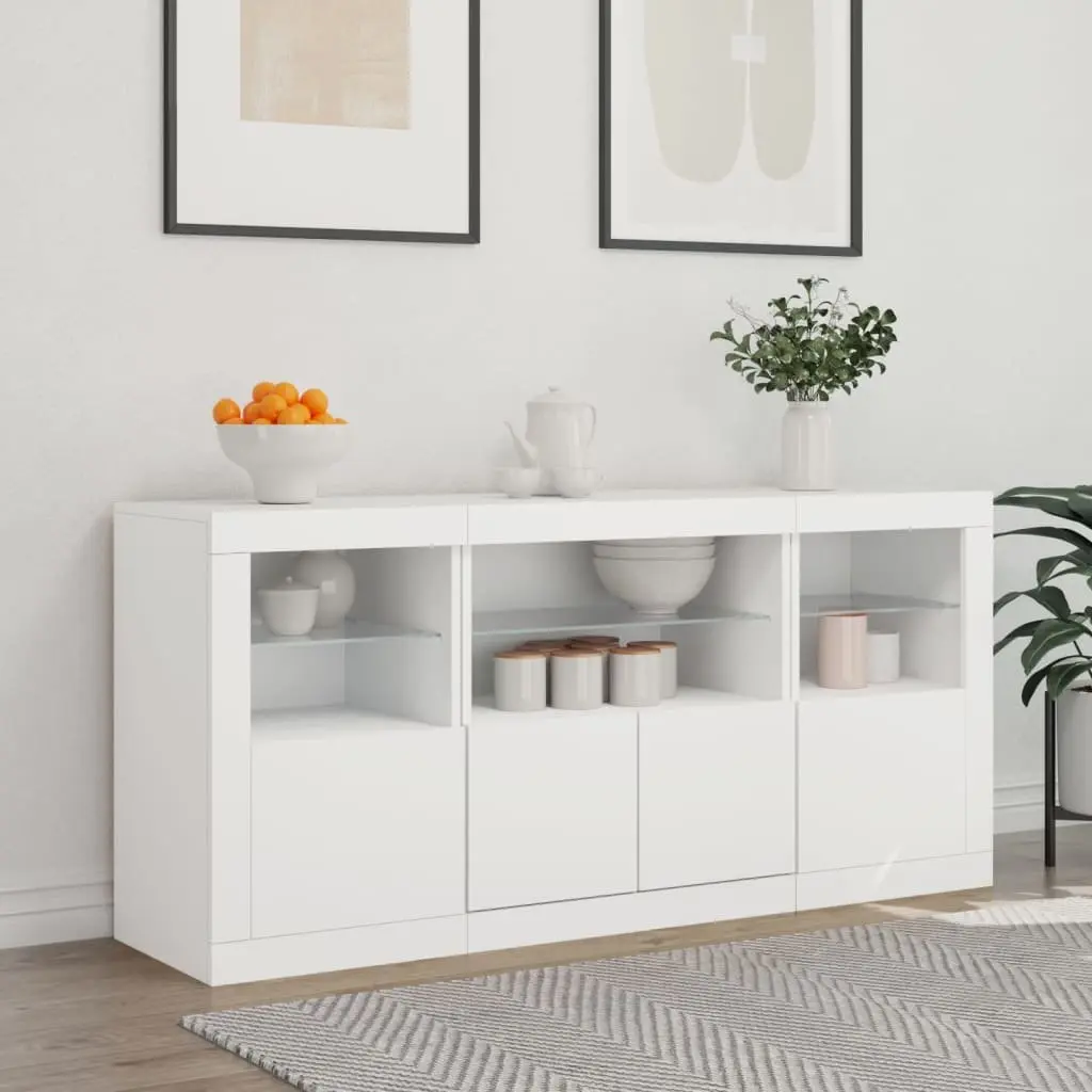 White Sideboard with RGB LED Lights 142.5x37x67cm