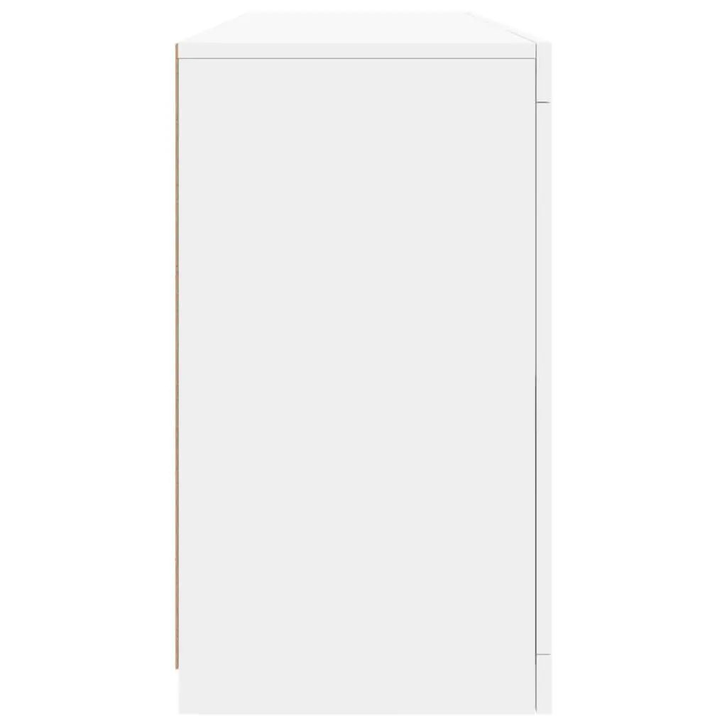 White Sideboard with RGB LED Lights Modern Storage Cabinet 163x37x67cm