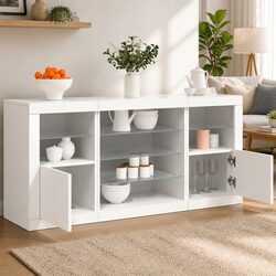 Your New White Sideboard with RGB LED for Style and Storage
