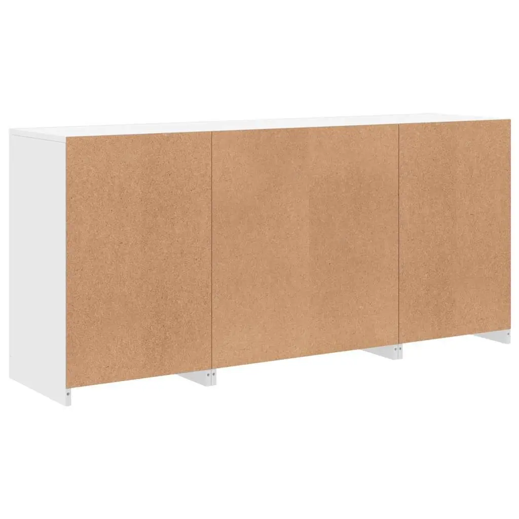 White Sideboard Modern Storage Cabinet with RGB LED Lights 142.5 x 37 x 67 cm