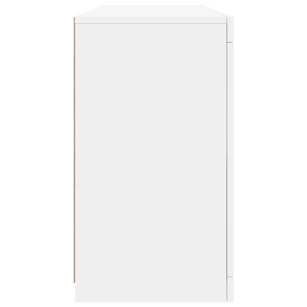 White Sideboard Modern Storage Cabinet with RGB LED Lights 142.5 x 37 x 67 cm