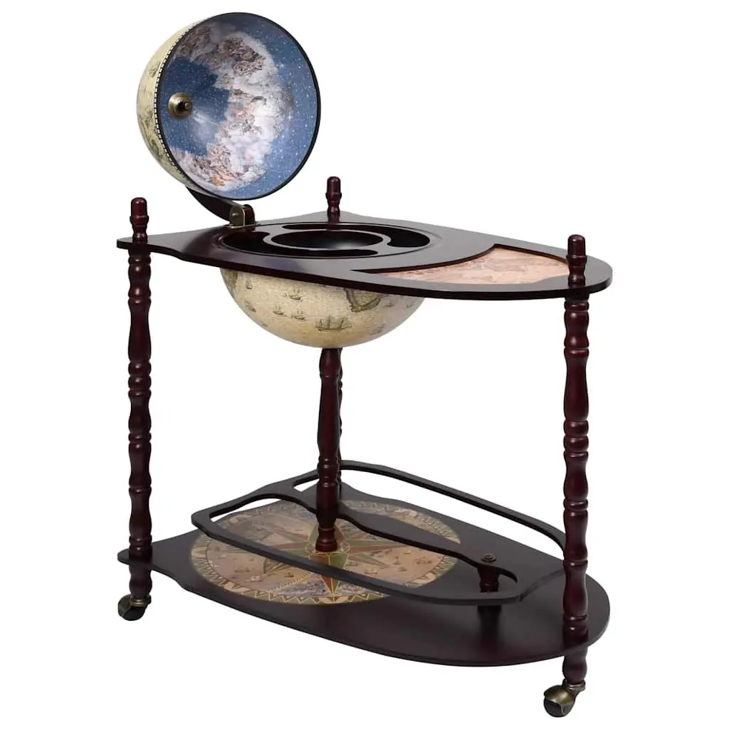 Freestanding Globe Bar Cabinet with Wheels Green
