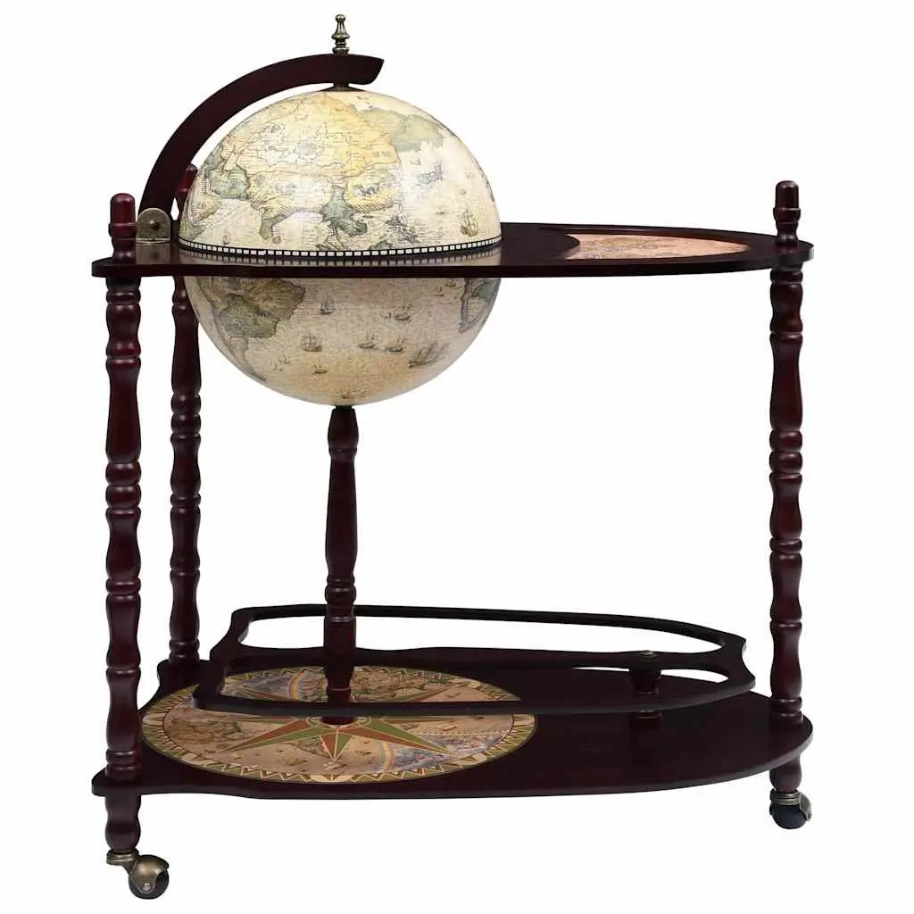 Freestanding Globe Bar Cabinet with Wheels Green