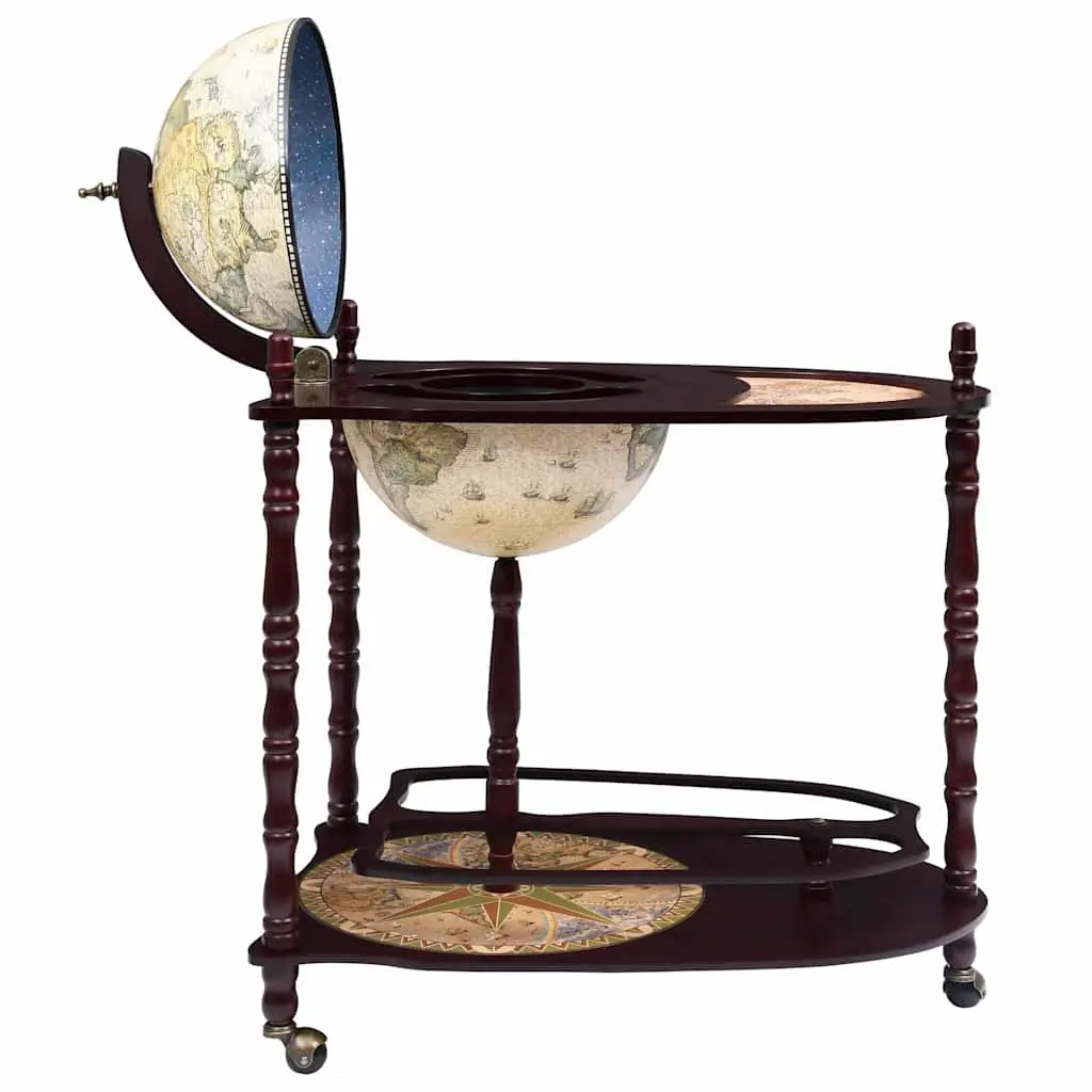 Freestanding Globe Bar Cabinet with Wheels Green