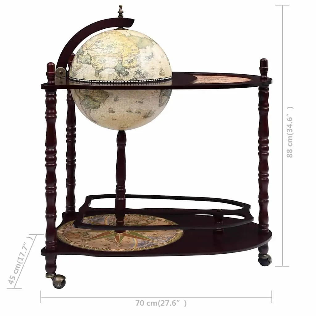 Freestanding Globe Bar Cabinet with Wheels Green