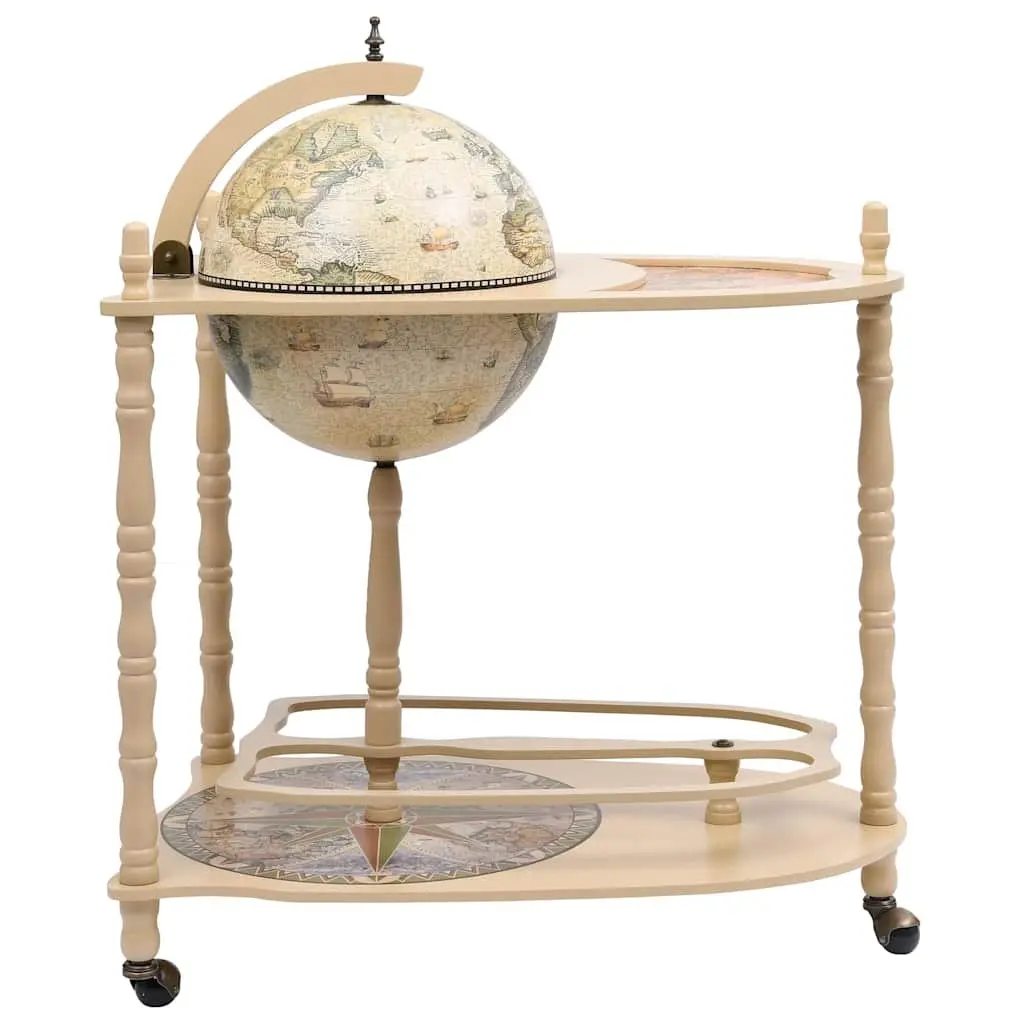 Freestanding Globe Bar Wine Cabinet with Table Base Wheels Green Storage