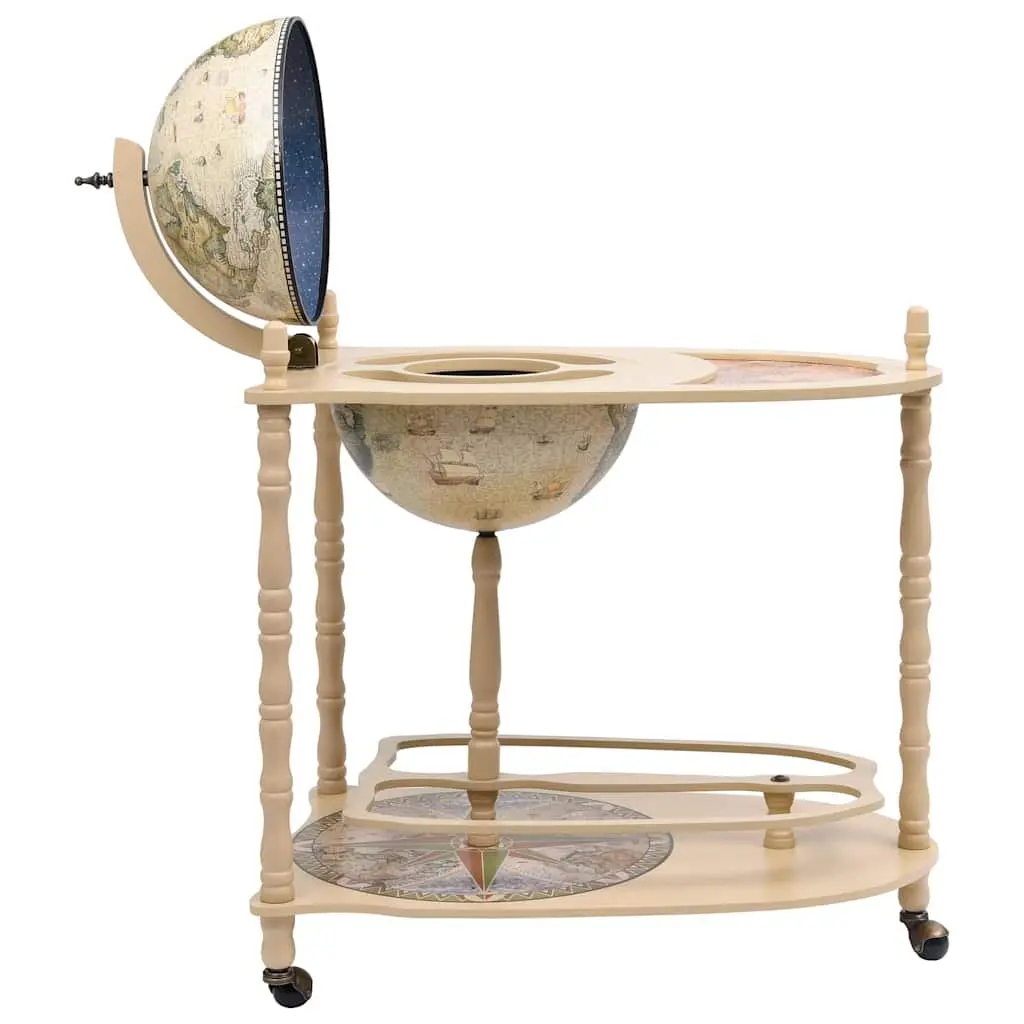 Freestanding Globe Bar Wine Cabinet with Table Base Wheels Green Storage