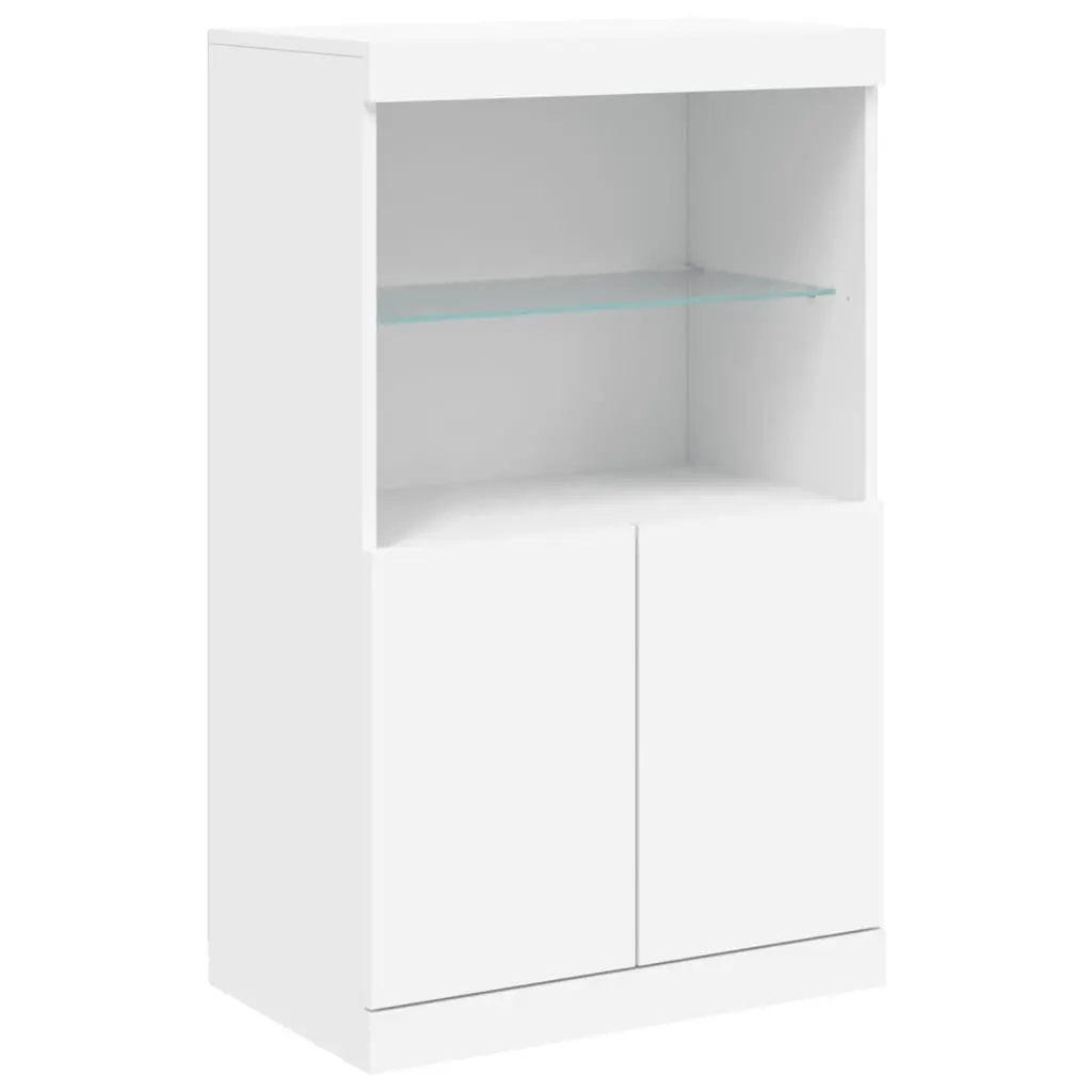 Sideboards with RGB LED Lights 3 Pieces White Storage Cabinet Buffet Furniture