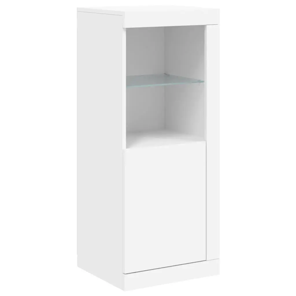 Sideboards with RGB LED Lights 3 Pieces White Storage Cabinet Buffet Furniture