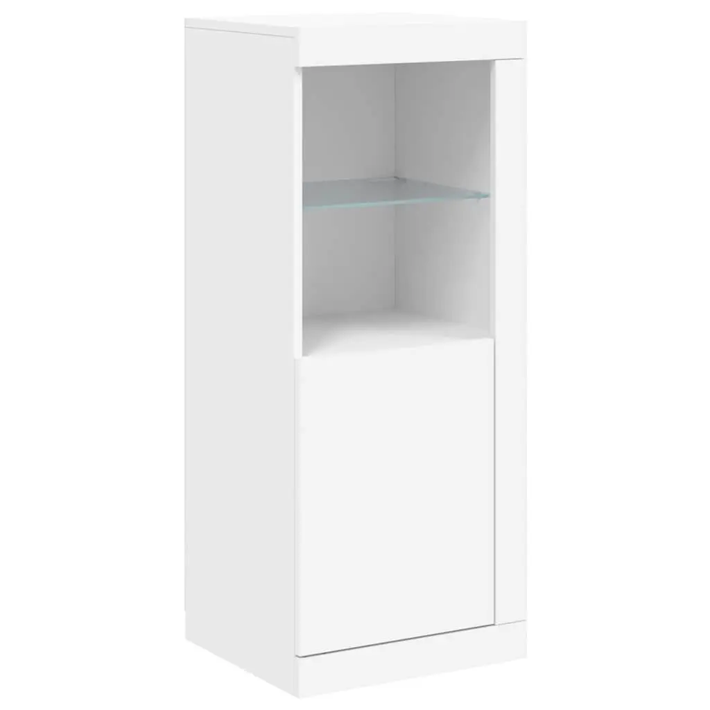 Sideboard Cabinets RGB LED Lights White Storage Furniture 3 Piece Set