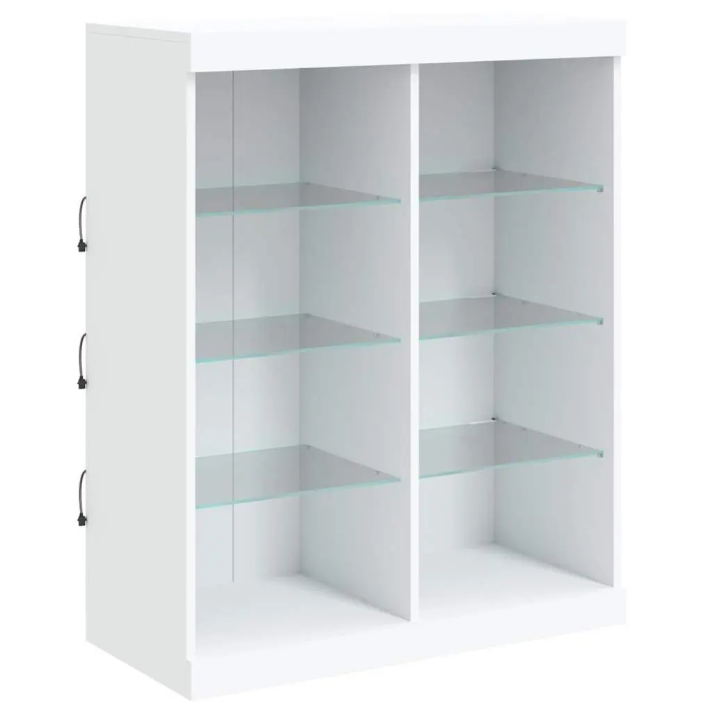 Sideboards with RGB LED Lights 3 Piece Set White Engineered Wood Storage Cabinets