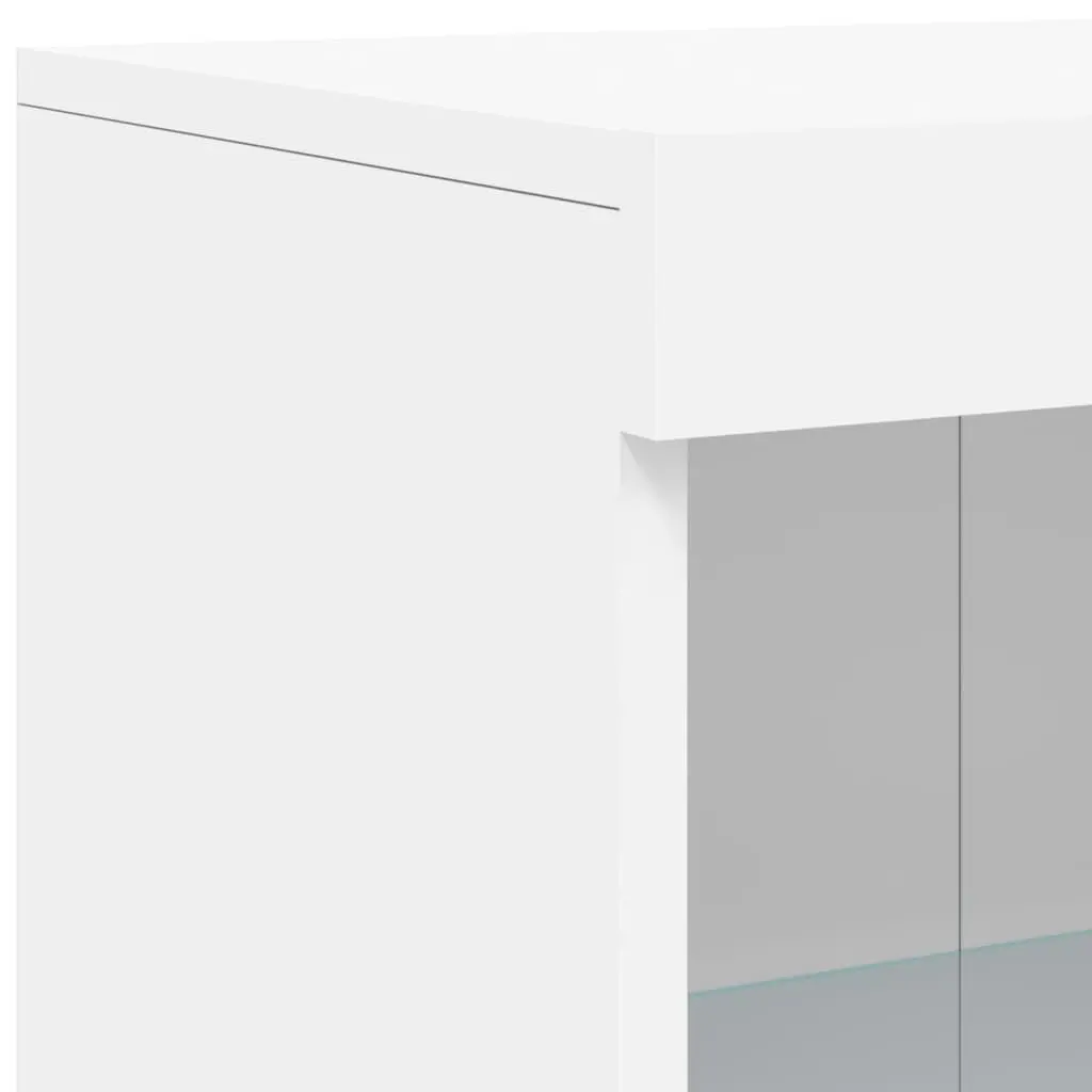 White Sideboard Cabinet with RGB LED Lights Storage Buffet Modern Hallway