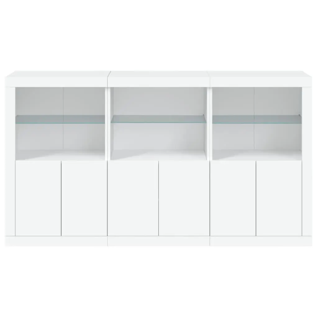 White Sideboard Cabinet with RGB LED Lights Storage Buffet Modern Hallway