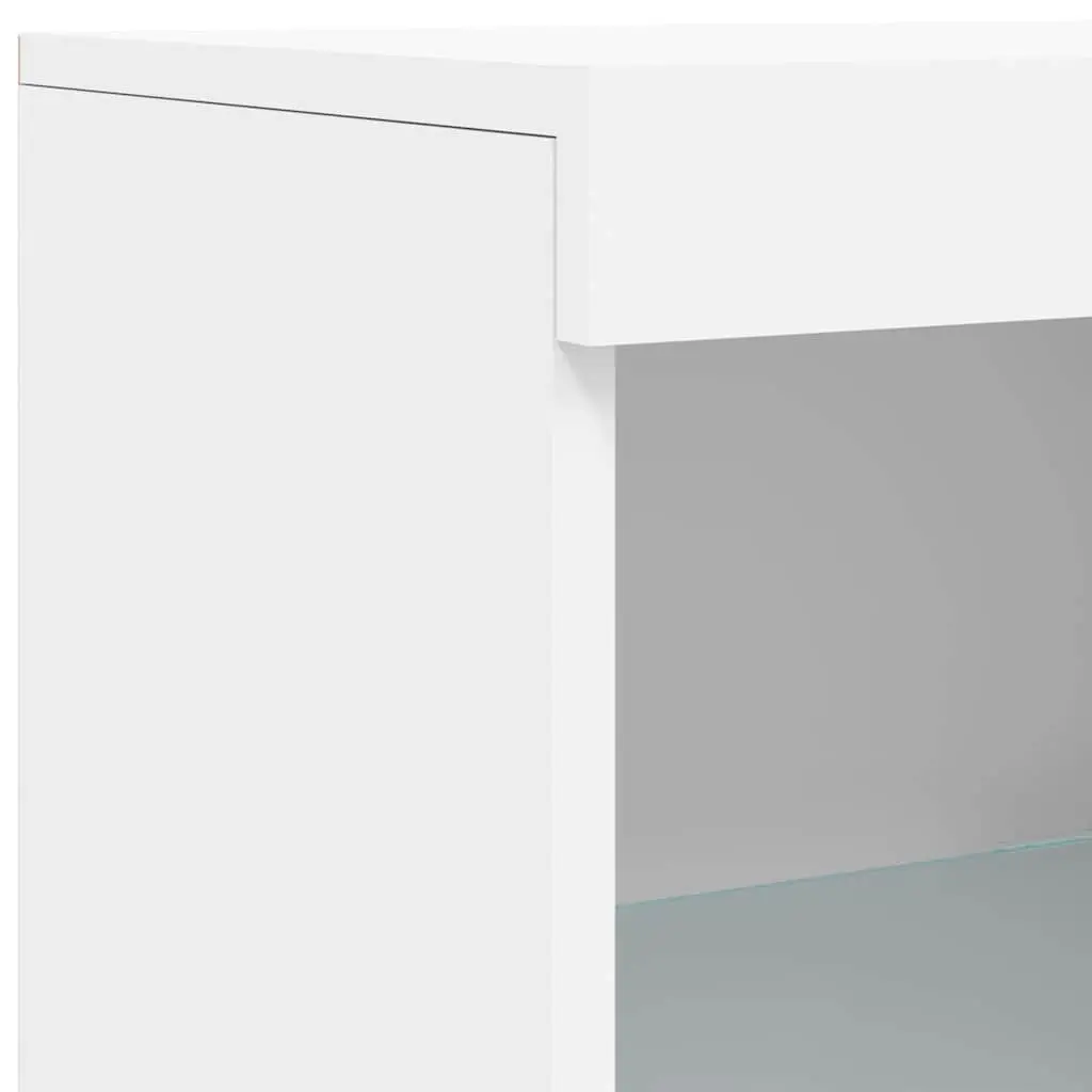 White Sideboard Cabinet with RGB LED Lights Storage Buffet Hallway Furniture