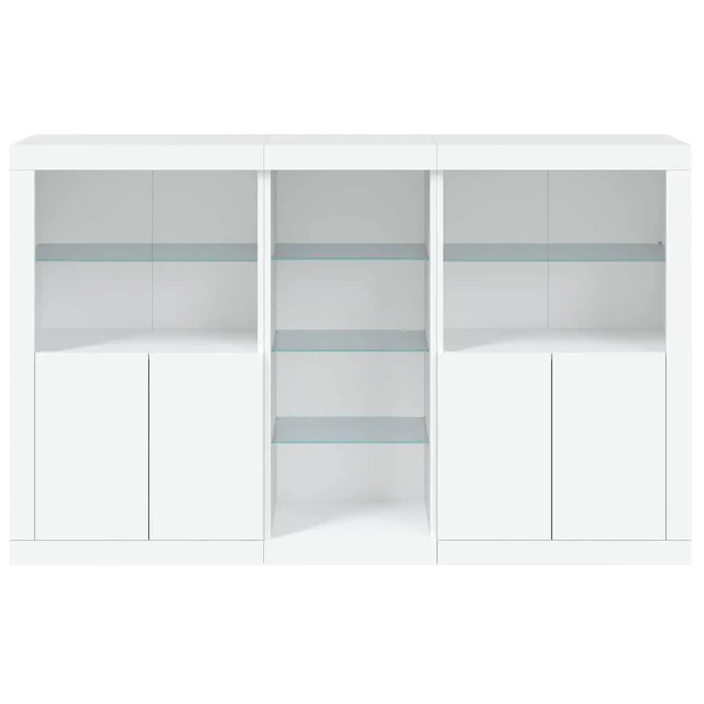 White Sideboard Cabinet with RGB LED Lights Storage Buffet Hallway Furniture