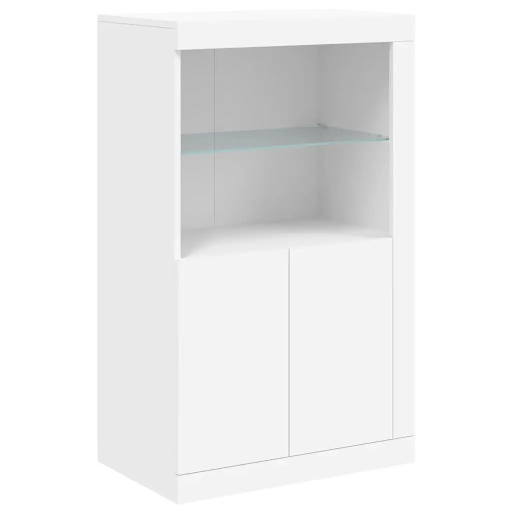 White Sideboard Cabinet with RGB LED Lights Storage Buffet Hallway Furniture