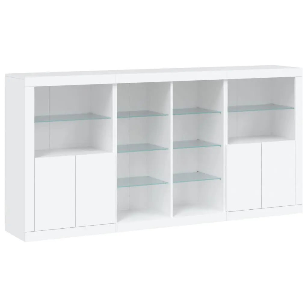 Sideboard Cabinet with RGB LED Lights Modern White 202 x 37 x 100 cm