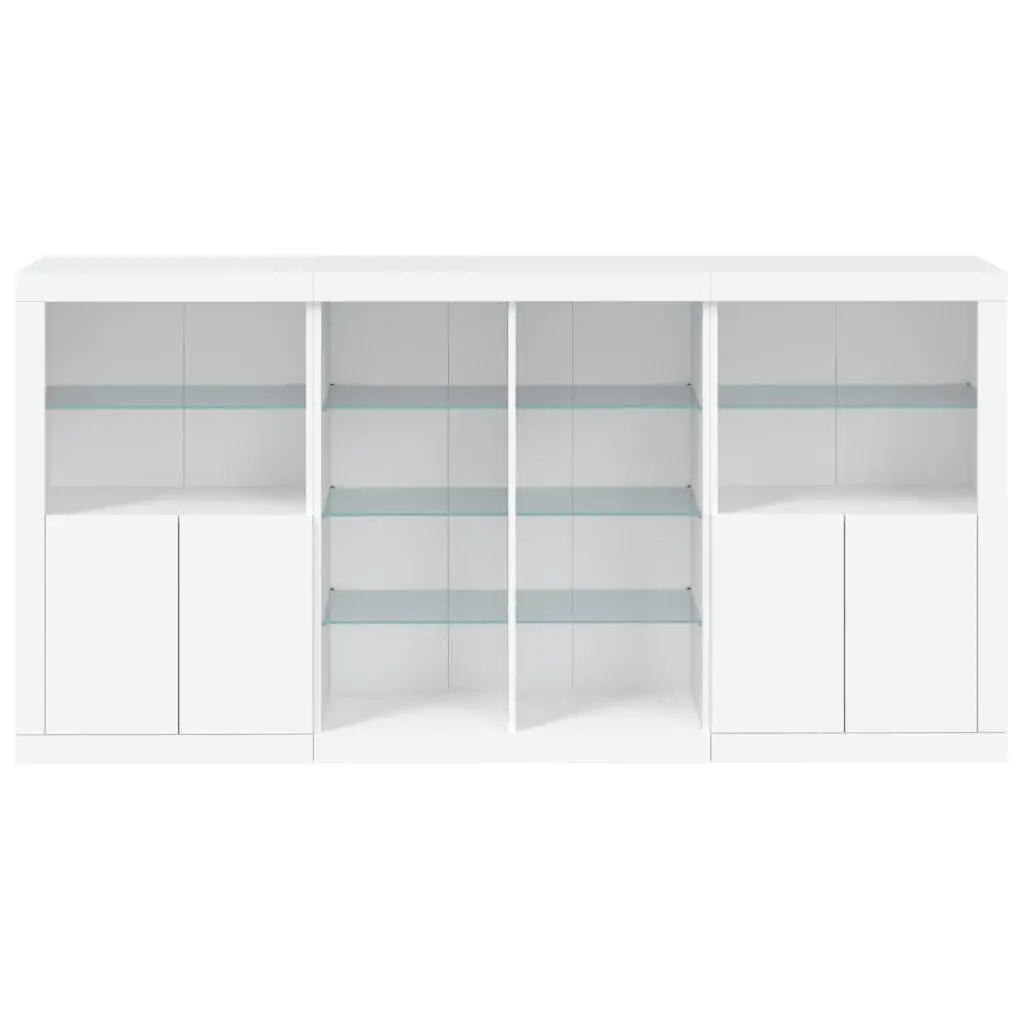 Sideboard Cabinet with RGB LED Lights Modern White 202 x 37 x 100 cm