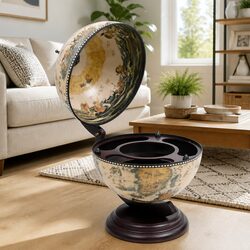 Tabletop Globe Bar Wine Stand Rotating Storage Display Cabinet White