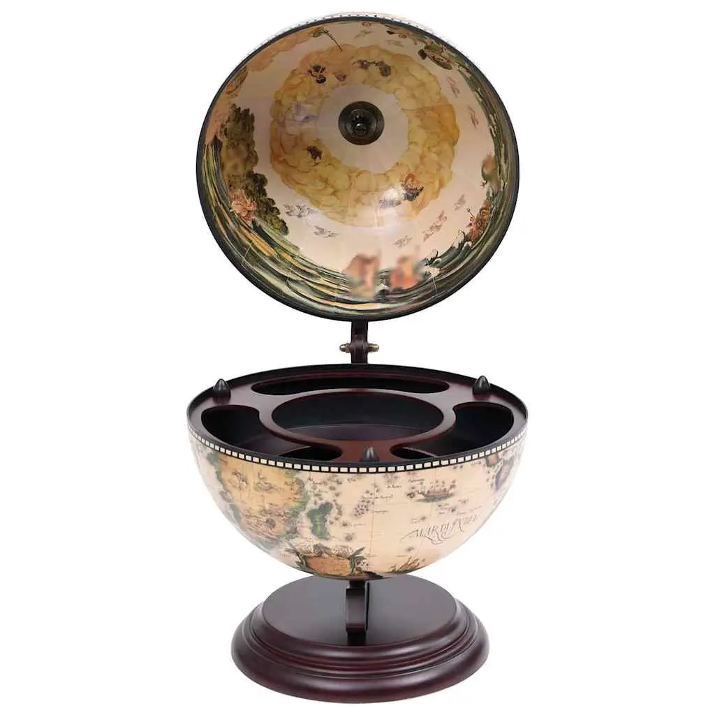 Tabletop Globe Bar Wine Stand Rotating Storage Display Cabinet White