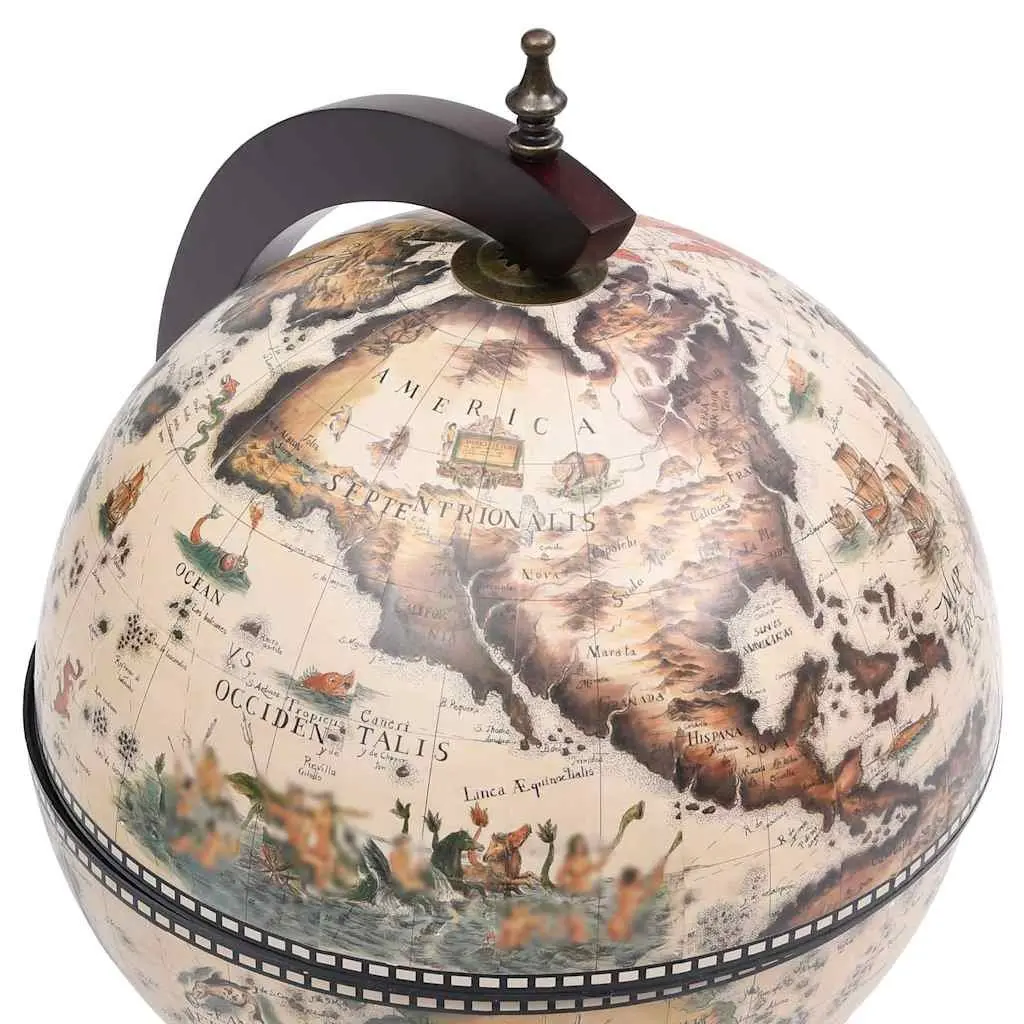 Tabletop Globe Bar Wine Stand Rotating Storage Display Cabinet White
