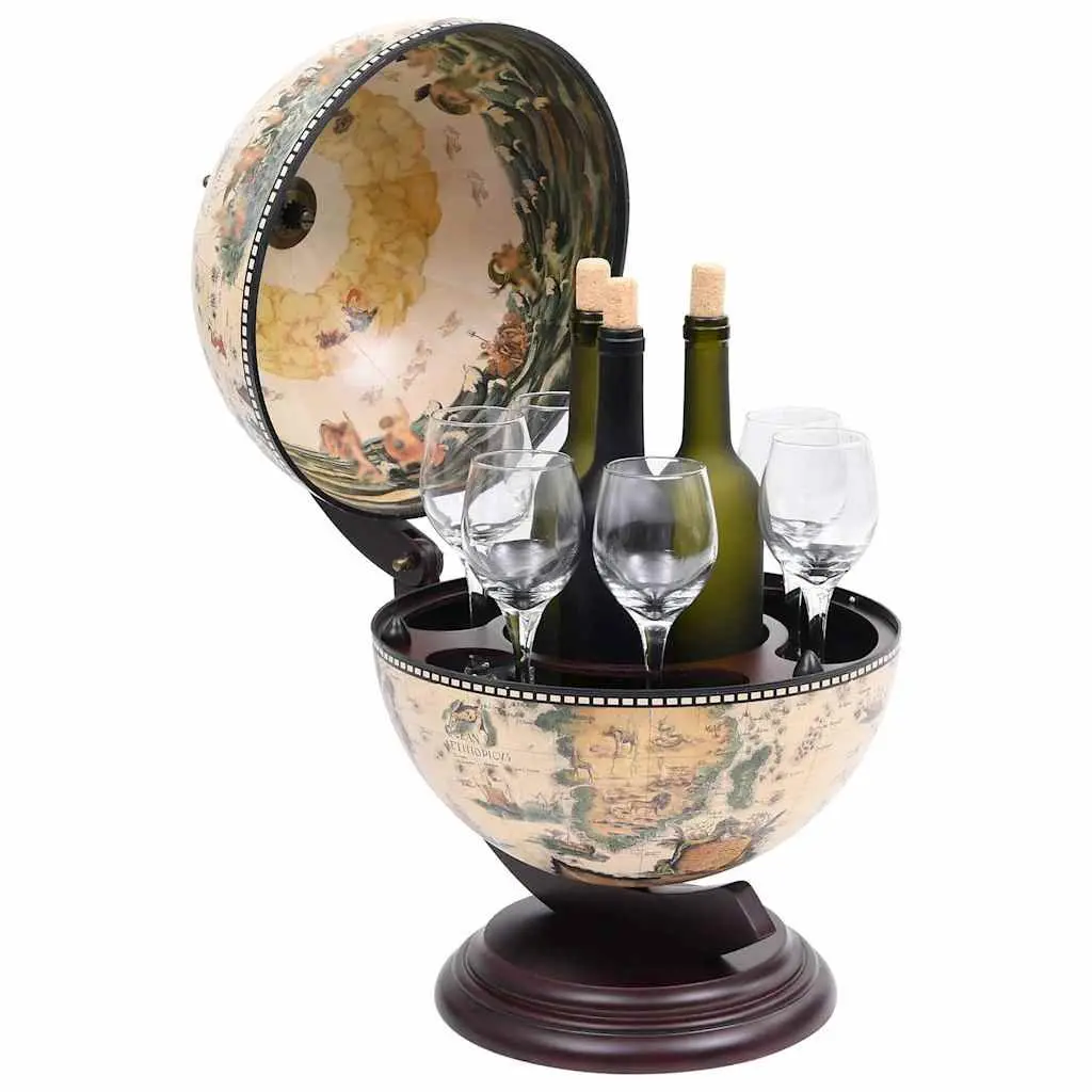 Tabletop Globe Bar Wine Stand Rotating Storage Display Cabinet White