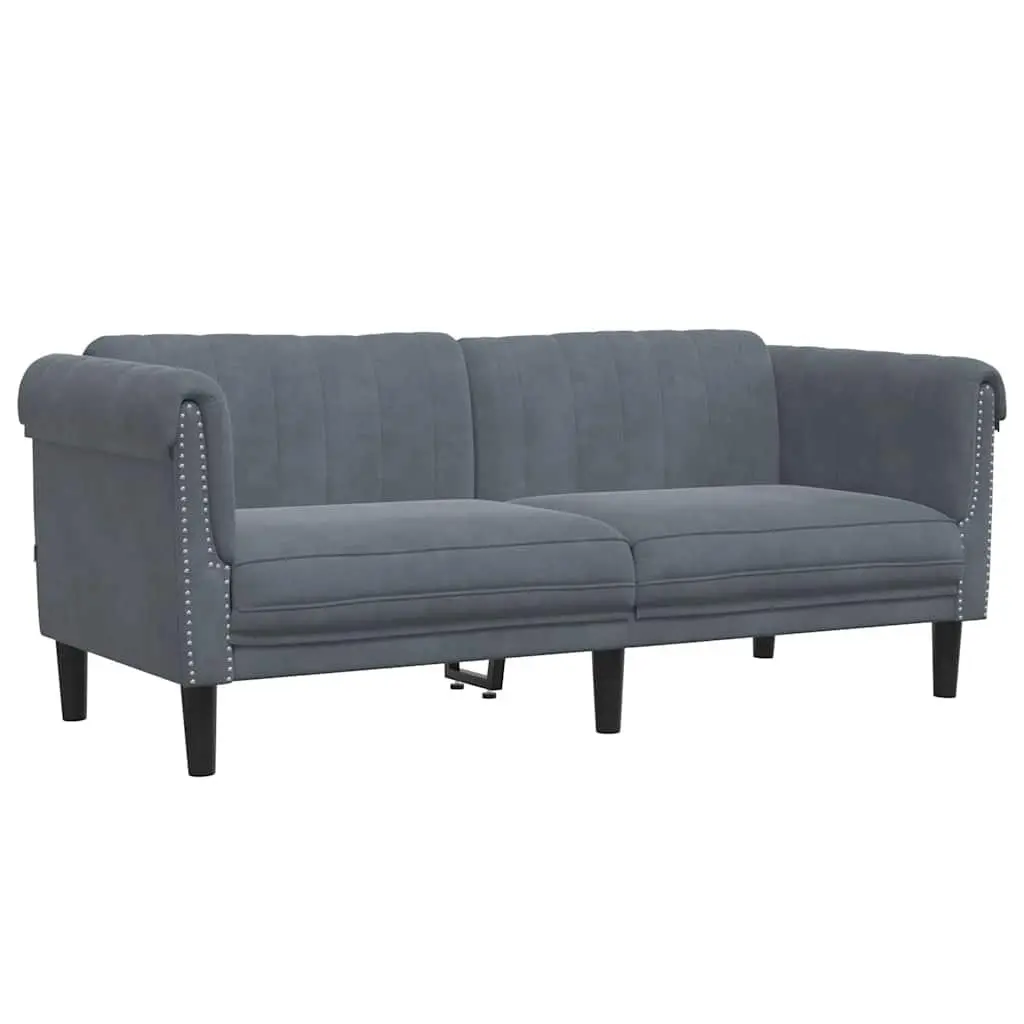 2 Piece Sofa Set Grey Velvet Living Room Furniture Comfortable Seating Modern