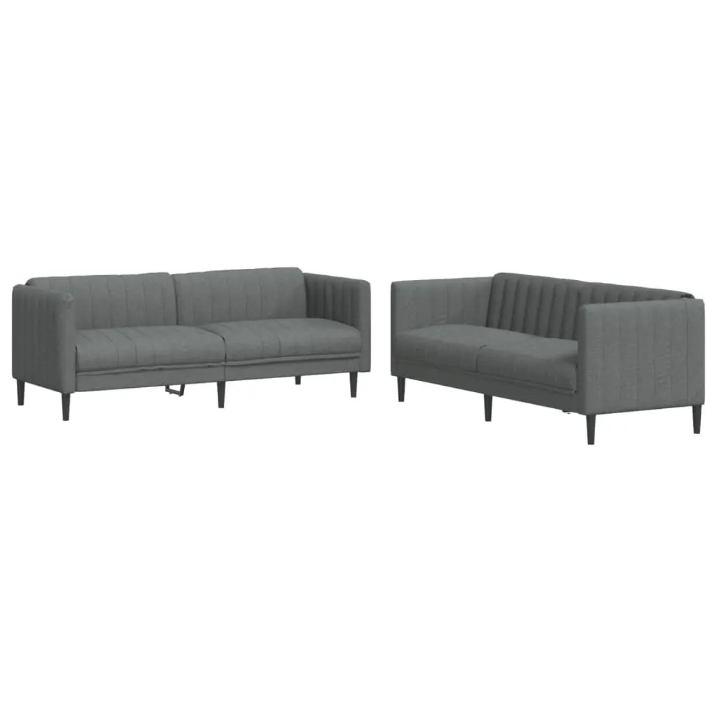 Grey Fabric 2 Piece Sofa Set