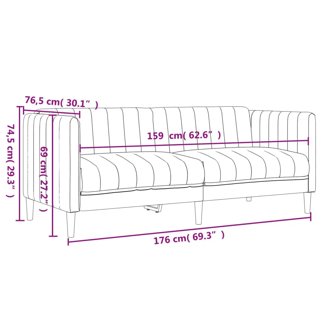 Grey Fabric 2 Piece Sofa Set