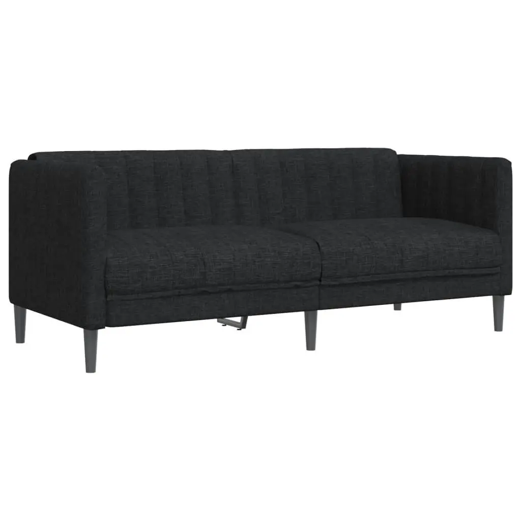 2 Piece Sofa Set Black Fabric Living Room Seating Modern Design Comfortable