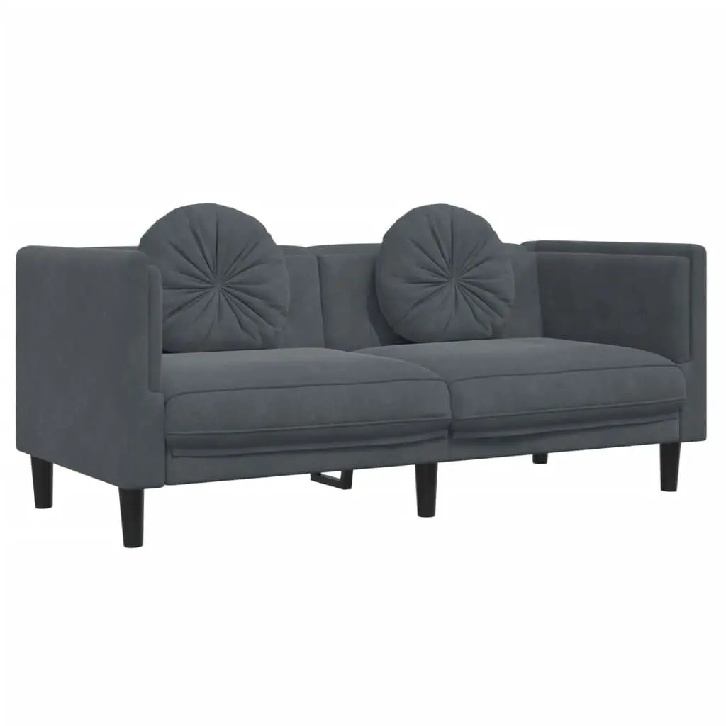 2 Piece Sofa Set Grey Velvet Living Room Furniture Comfortable Seating with