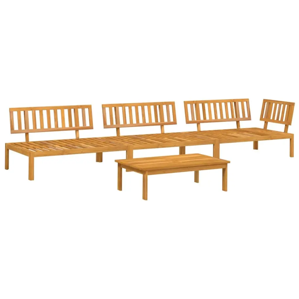 Outdoor Sectional Sofa Set 4 Piece Garden Pallet Furniture Brown Wood Seating