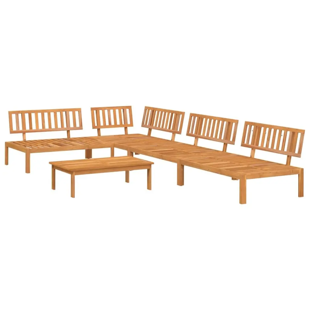 Outdoor Sectional Sofa Set 5 Piece Garden Pallet Furniture Brown Wood Seating
